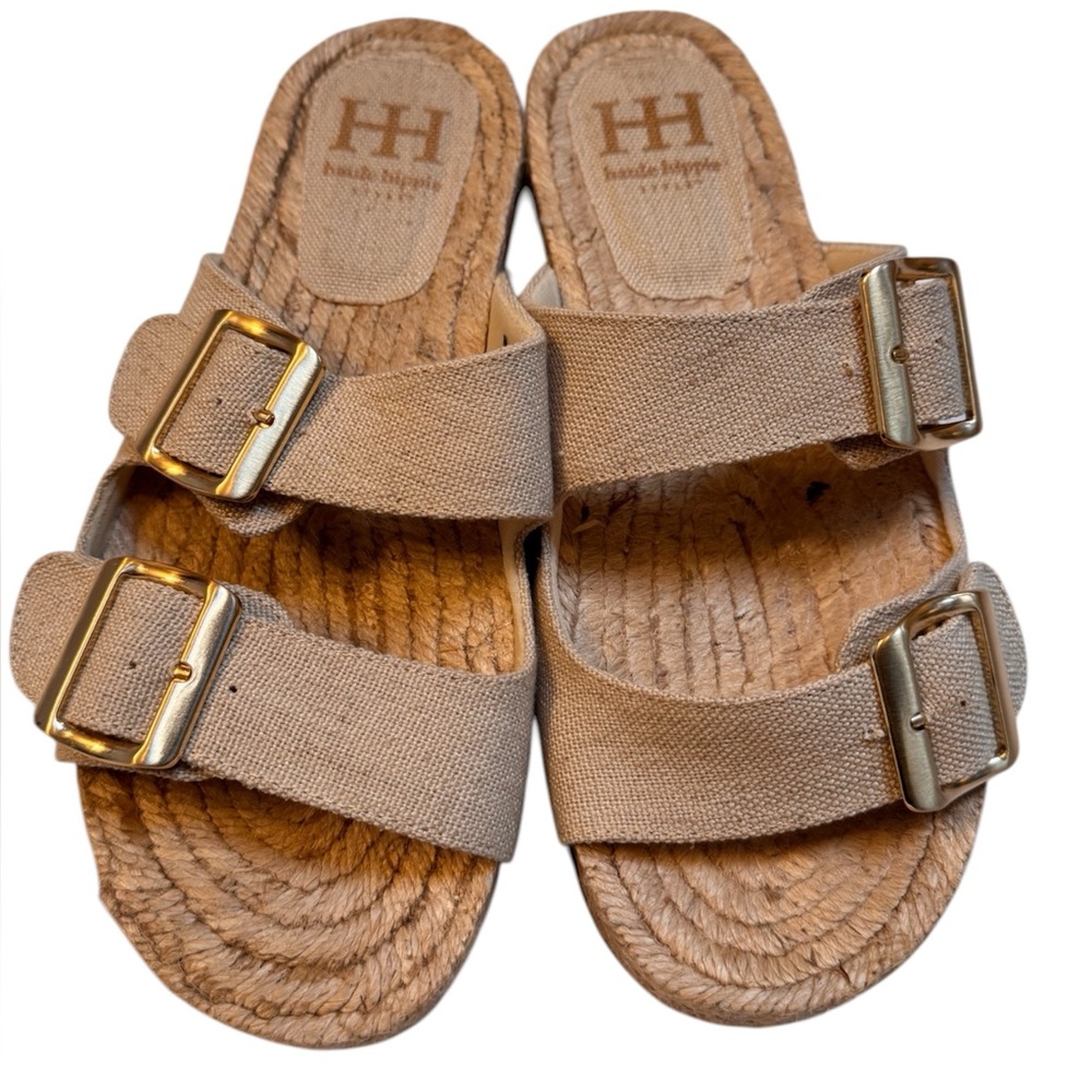 NWT Haute Hippie Sandals Slip On Shoes w/ Adjustable Buckle Beige Tan 9